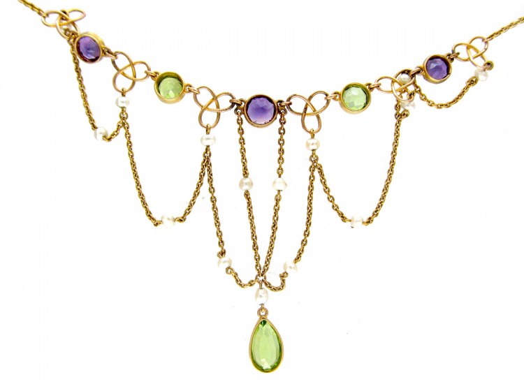 15ct Gold Suffragette Festoon Necklace