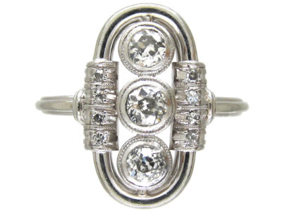 Art Deco Oval Shaped Diamond Ring