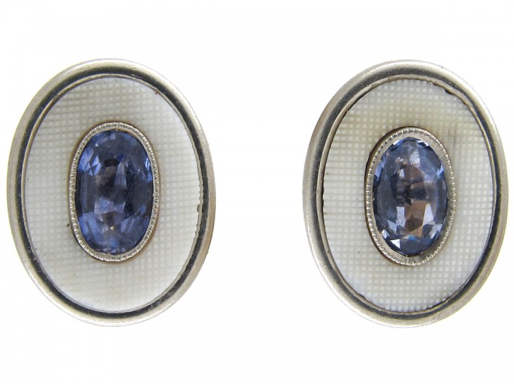 Ceylon Sapphire 18ct Gold & Platinum Earrings