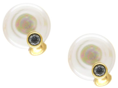 Round Pearl & Diamond Earrings