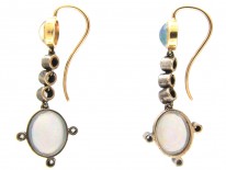 Water Opal & Diamond Drop Edwardian Earrings
