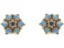 Small Opal & Diamond Cluster Earrings