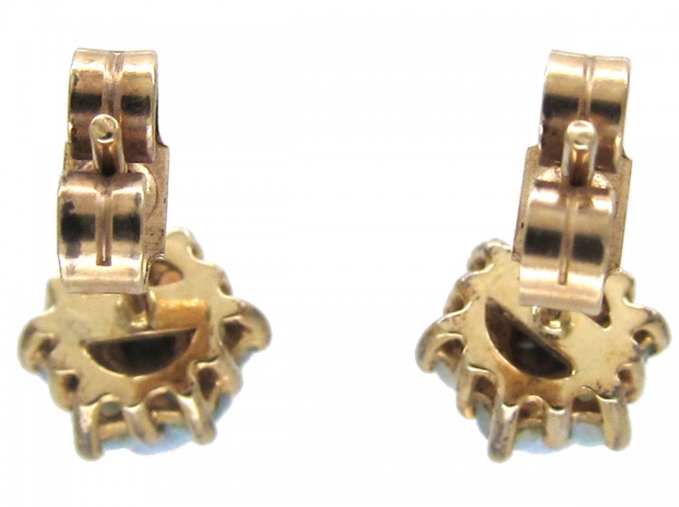 Small Opal & Diamond Cluster Earrings