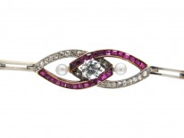 Ruby, Pearl & Diamond Art Deco Bracelet