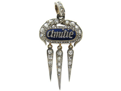 Victorian Diamond & Enamel ‘Friendship’ Pendant in Original Case