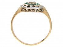 Art Deco Emerald & Diamond Target Ring