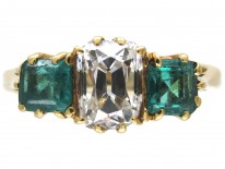 Victorian Emerald & Diamond Three Stone Ring