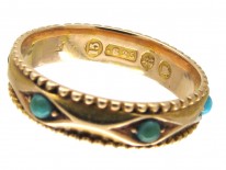 Turquoise Set 15ct Gold Band Ring