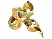Victorian Large 18ct Gold & Turquoise Knot Brooch