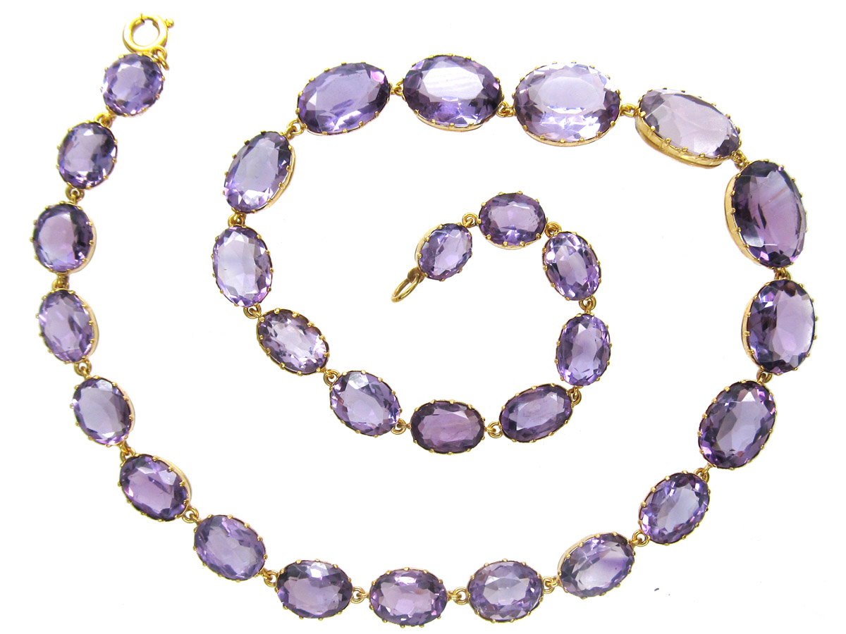 Regency 15ct Gold Amethyst Necklace (404F) The Antique Jewellery Company