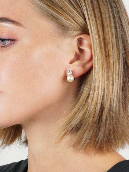 Pearl ​& Diamond Clip ​& Post Earrings