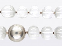 Large Rock Crystal & Silver Ball Statement Necklace