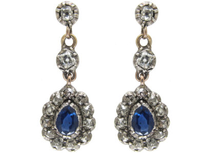 Georgian Sapphire ?& Diamond Drop Earrings