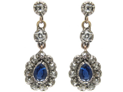 Georgian Sapphire ​& Diamond Drop Earrings