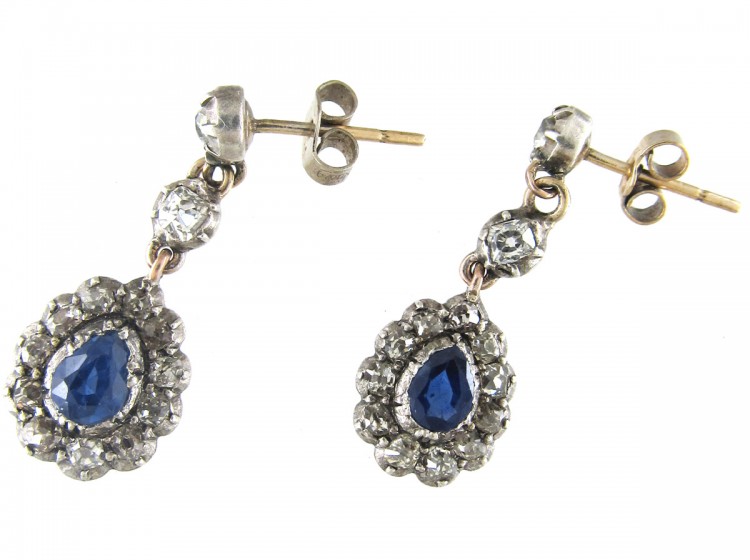 Georgian Sapphire ​& Diamond Drop Earrings