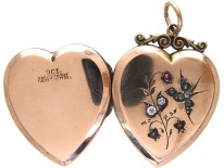 Edwardian 9ct Back & Front Gold Heart Locket with Swallow Motif