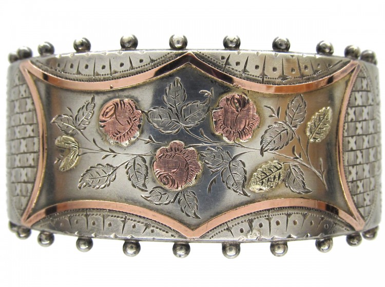 Victorian Silver & Two Colour Gold Overlay Bangle