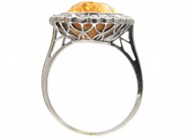 Edwardian Large Oval Citrine & Diamond Ring