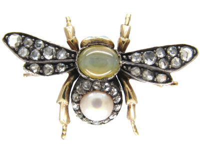 Diamond, Cat’s Eye & Opal Bee Brooch