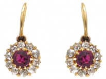 Edwardian Ruby & Diamond Cluster Earrings