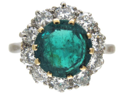 Emerald & Diamond Cluster Ring