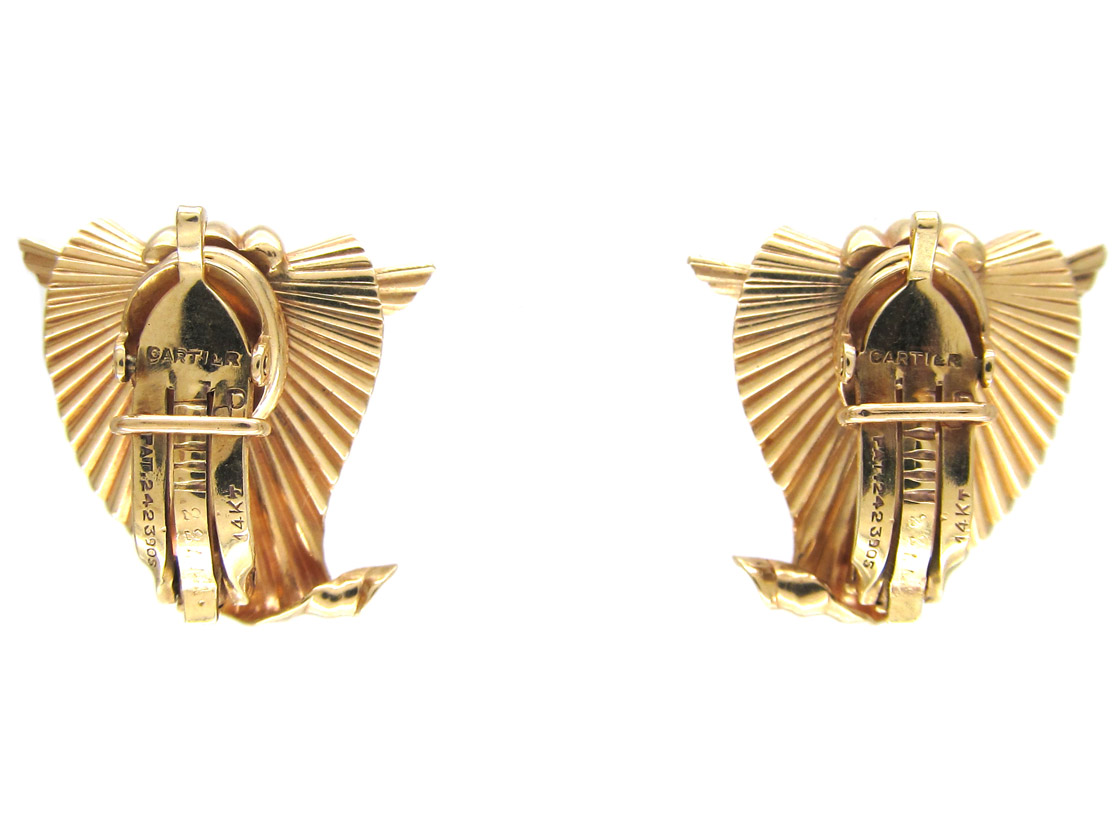 Cartier 14ct Gold Earrings by George Schuler (490F) | The Antique ...