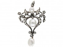 Art Nouveau Diamond & Natural Pearl Pendant