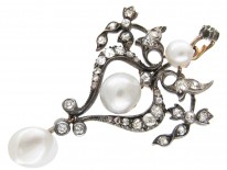 Art Nouveau Diamond & Natural Pearl Pendant