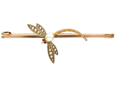 Gold Edwardian Dragonfly Brooch