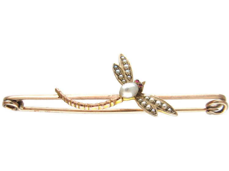 Gold Edwardian Dragonfly Brooch