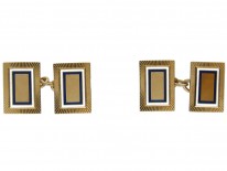 18ct Gold Art Deco Enamel Cufflinks by Cropp & Farr