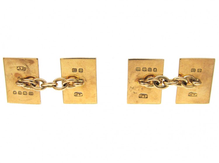 18ct Gold Art Deco Enamel Cufflinks by Cropp & Farr
