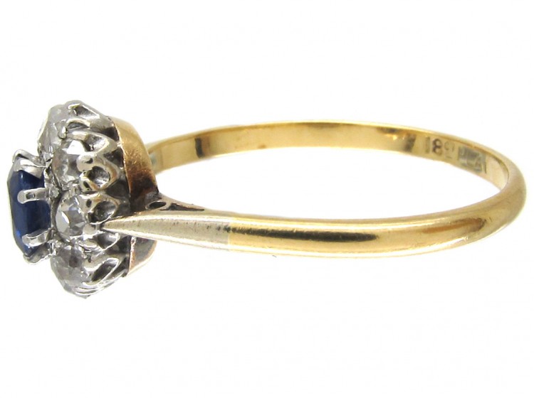 Art Deco Sapphire & Diamond Cluster Ring