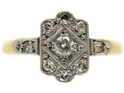 Art Deco Diamond 18ct Gold & Platinum Ring