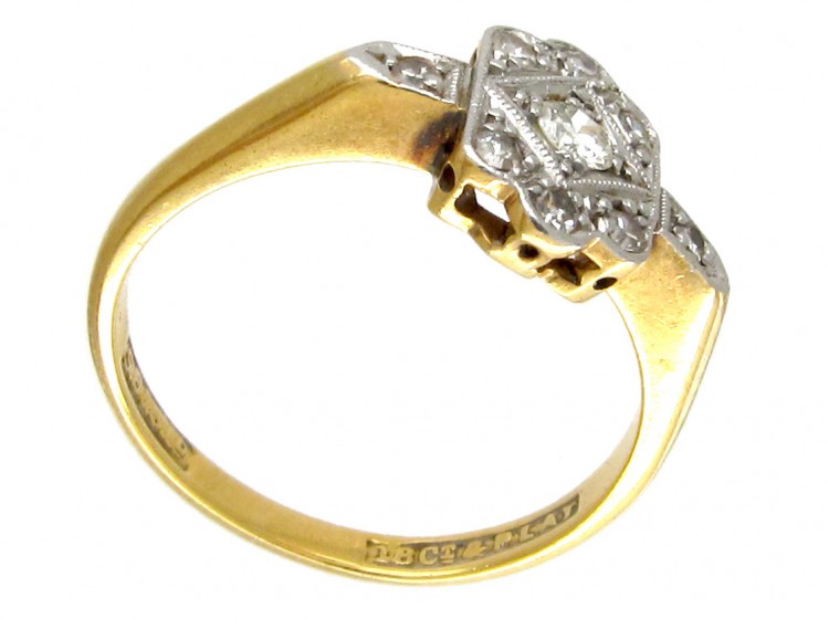 Art Deco Diamond 18ct Gold & Platinum Ring