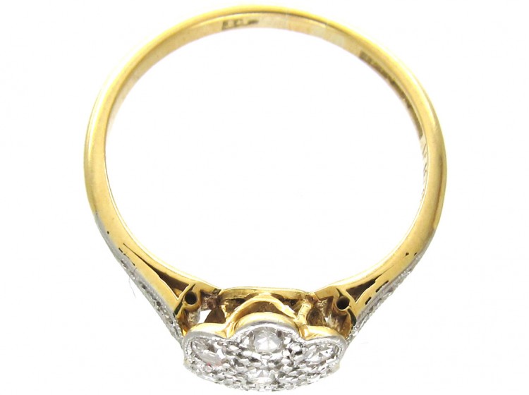 Edwardian Diamond Cluster Ring with Diamond Sides