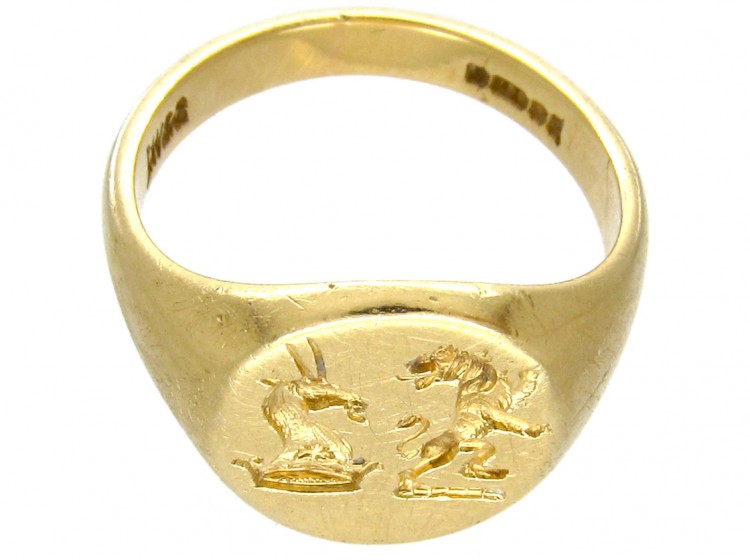 18ct Gold Double Crested Signet Ring