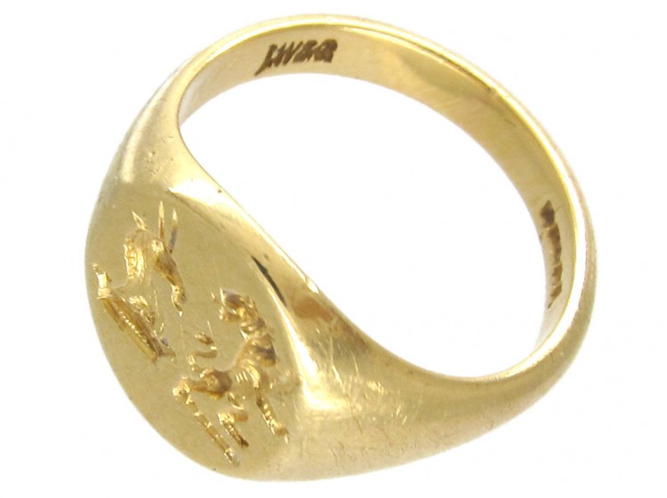 18ct Gold Double Crested Signet Ring