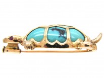 18ct Gold & Turquoise Tortoise or Small Turtle Brooch