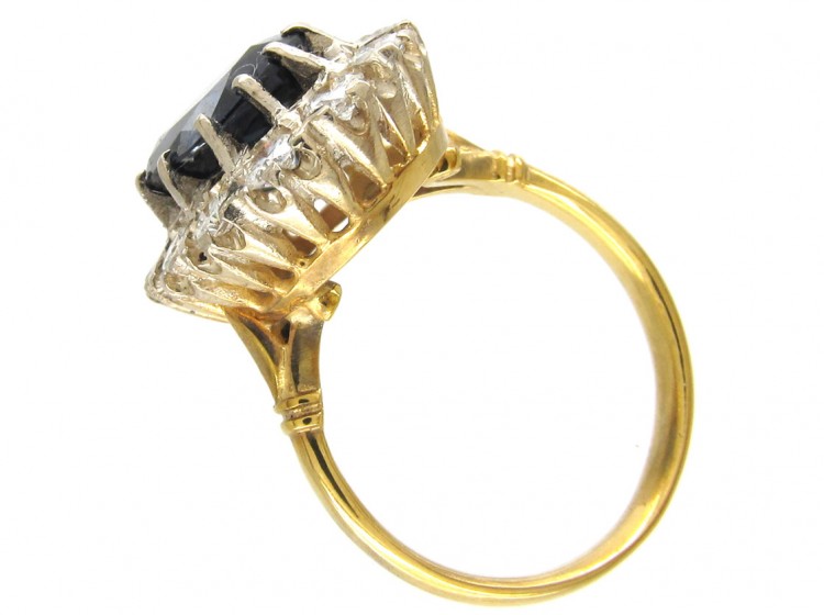 Large 18ct Gold Sapphire & Diamond Cluster Ring