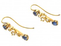 18ct Gold Edwardian Sapphire ​& Diamond Drop Earrings