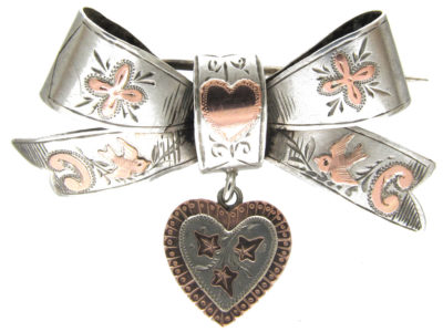 Victorian Silver & Gold Overlay Sweetheart Brooch