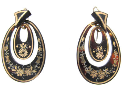 Victorian Tortoiseshell & Pique Double Hoop Earrings