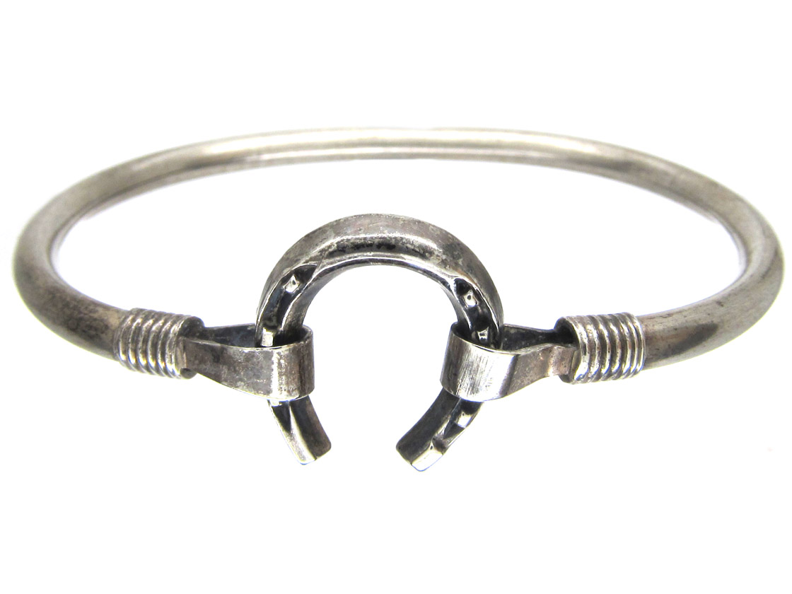 Silver Horseshoe Bangle 520F The Antique Jewellery Company