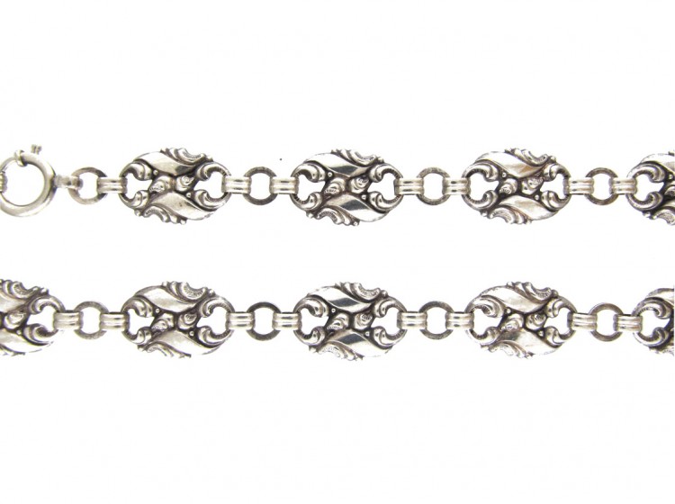 Silver Ornate Links Art Deco Necklace