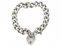 Solid Silver Curb Bracelet with Padlock Clasp