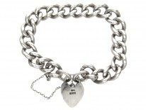 Solid Silver Curb Bracelet with Padlock Clasp