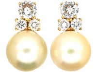 Pearl ​& Diamond Clip ​& Post Earrings
