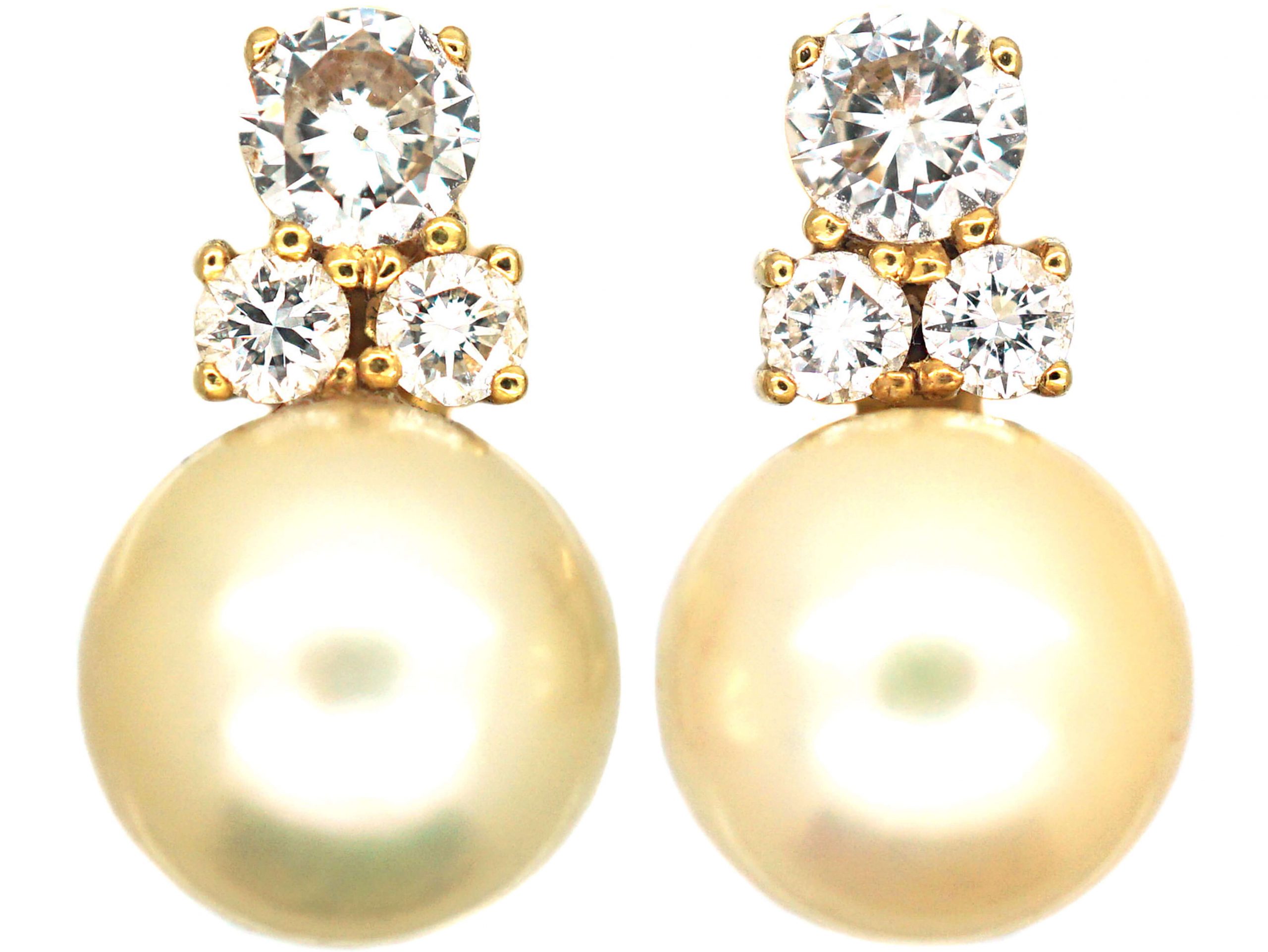 Pearl & Diamond Clip & Post Earrings (376F) | The Antique Jewellery Company