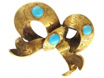 Victorian 15ct Gold & Turquoise Bow Brooch